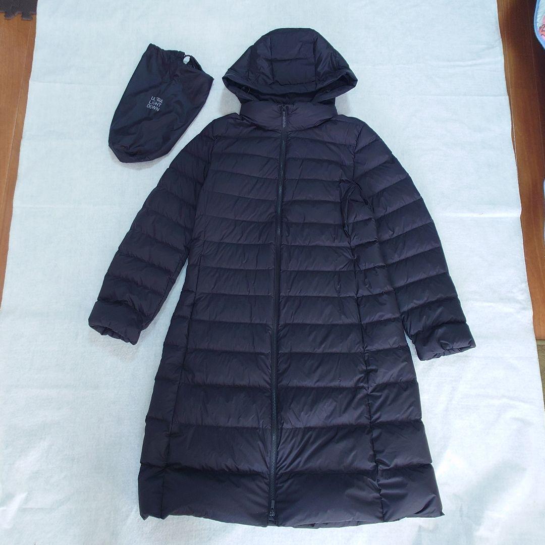 UNIQLO ウルトラライトダウン　ロングコート ブラック　巾着付　ＸＬ