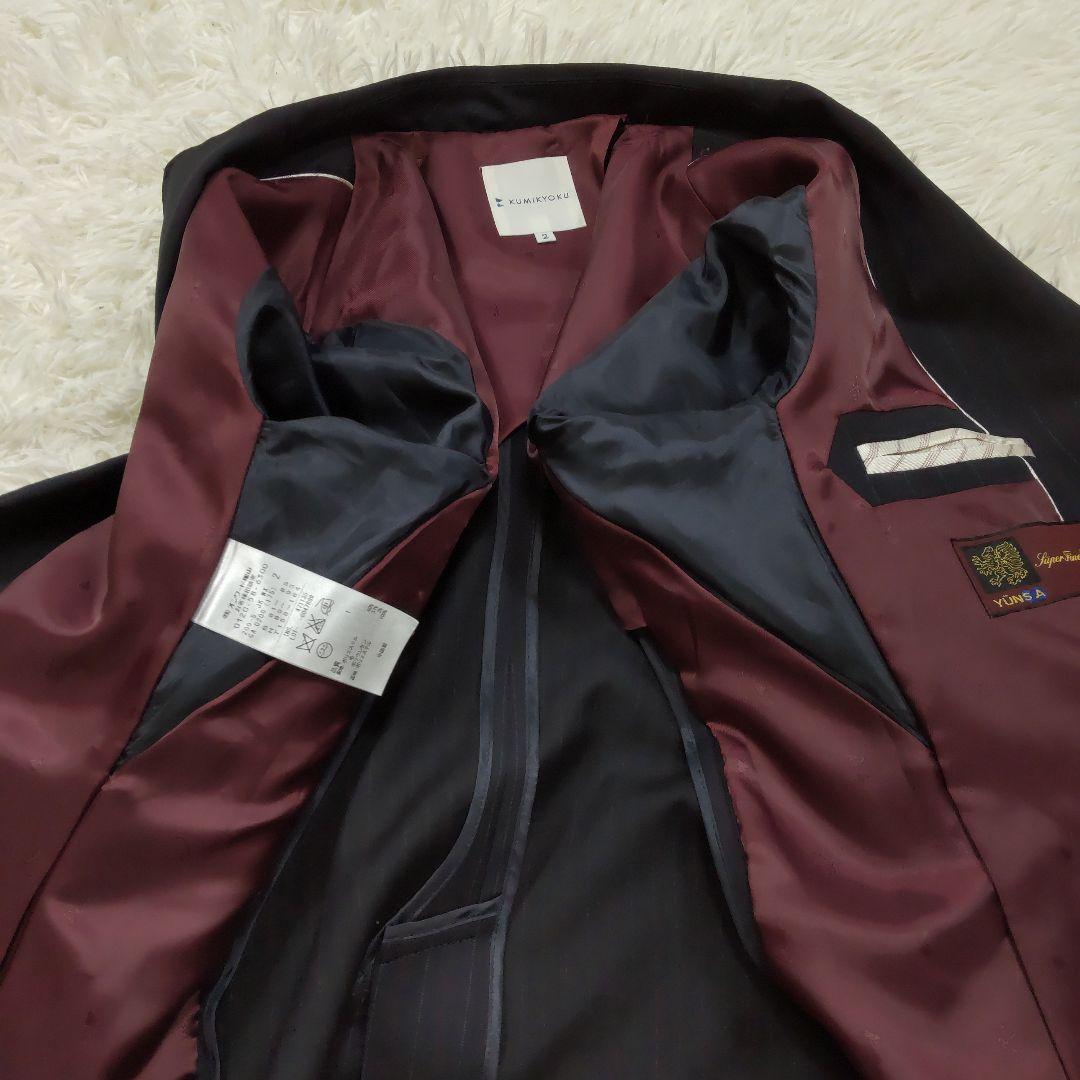 クミキョク 生地 YUNSA パンツスーツ ネイビー ストライプ サイズ2 M