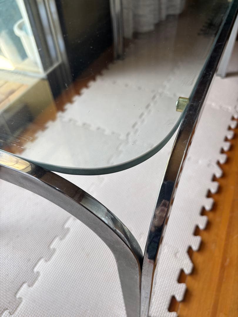 昭和レトロ　 アンティーク　アイアンフレーム ガラステーブル