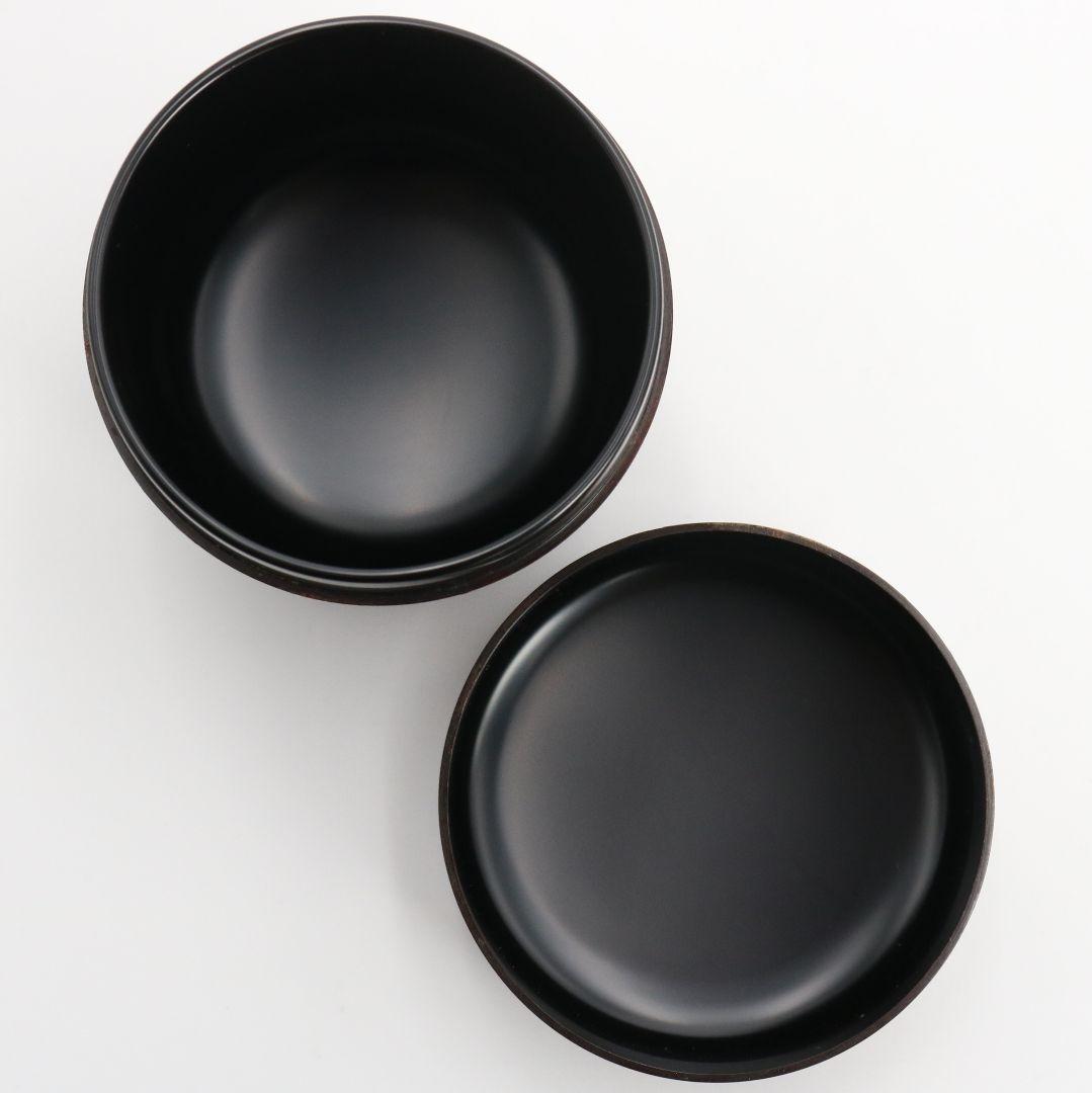 漆匠 高桑泉斎作 唐松蒔絵 溜塗 大棗 二重箱 茶道具 共布　AZ659　NT9