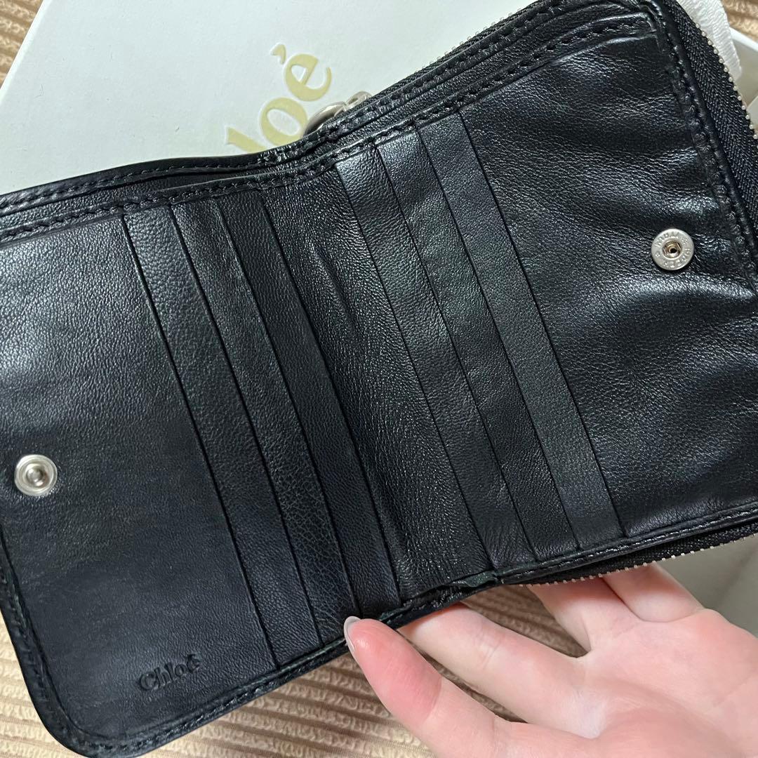Chloé ブラックレザー 二つ折り財布