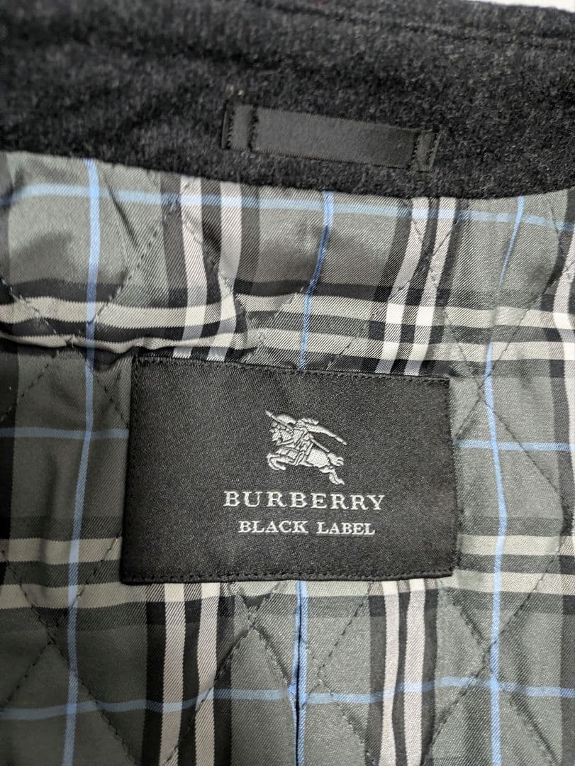 極美品 バーバリーブラックレーベル ウール ステンカラーコート ノバチェック L