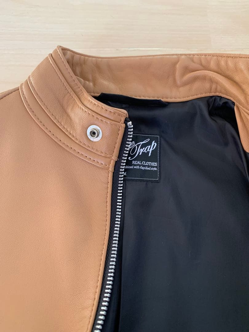 メンズビギ　【キャメル】シングルライダース 羊革 M　Rattle Trap