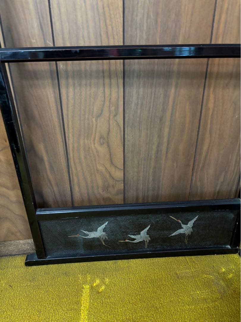 衣桁衣紋掛け　木製鶴柄入り　昭和レトロ　アンティーク