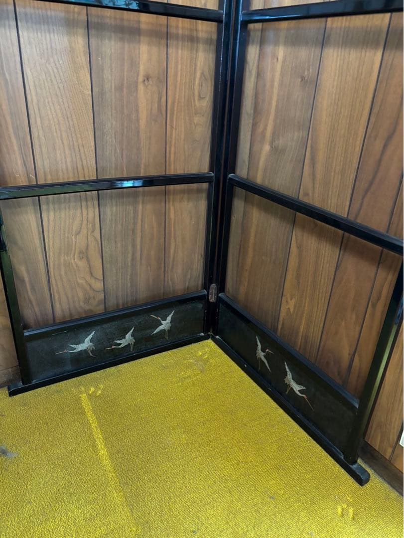 衣桁衣紋掛け　木製鶴柄入り　昭和レトロ　アンティーク