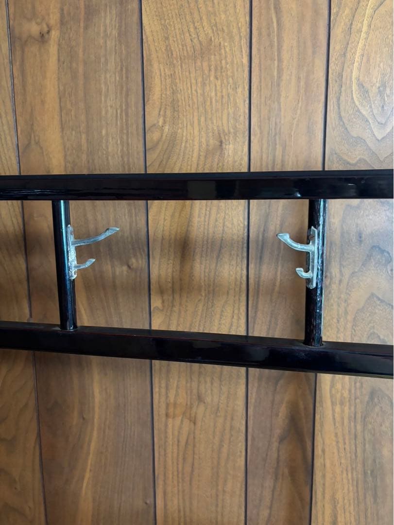 衣桁衣紋掛け　木製鶴柄入り　昭和レトロ　アンティーク