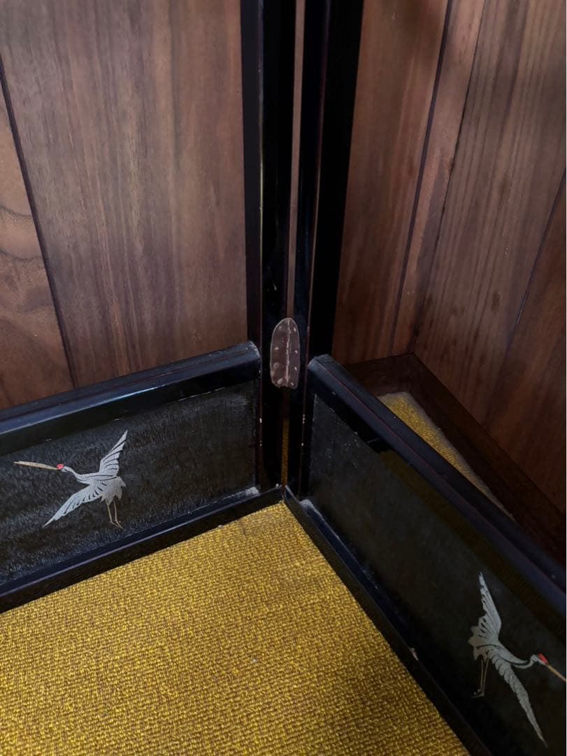 衣桁衣紋掛け　木製鶴柄入り　昭和レトロ　アンティーク