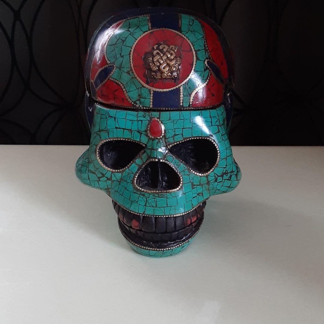 ターコイズ　ドクロ　スカル　ヴィンテージ　チベット　アンティーク
