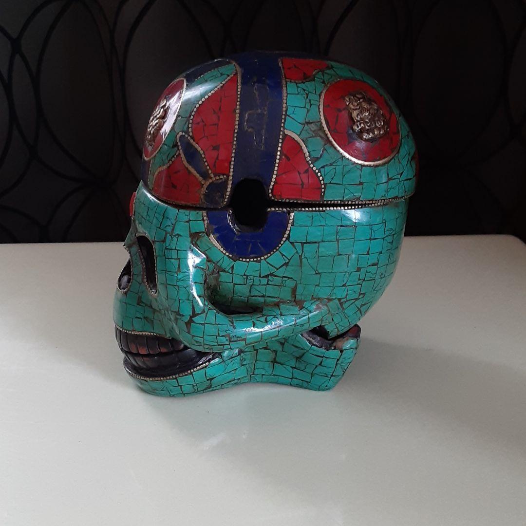 ターコイズ　ドクロ　スカル　ヴィンテージ　チベット　アンティーク