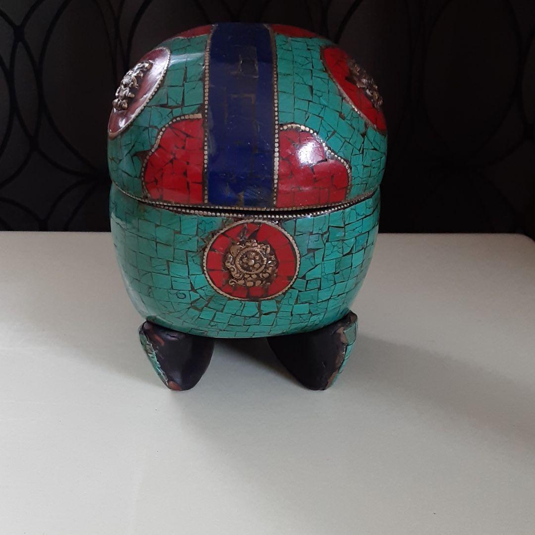 ターコイズ　ドクロ　スカル　ヴィンテージ　チベット　アンティーク