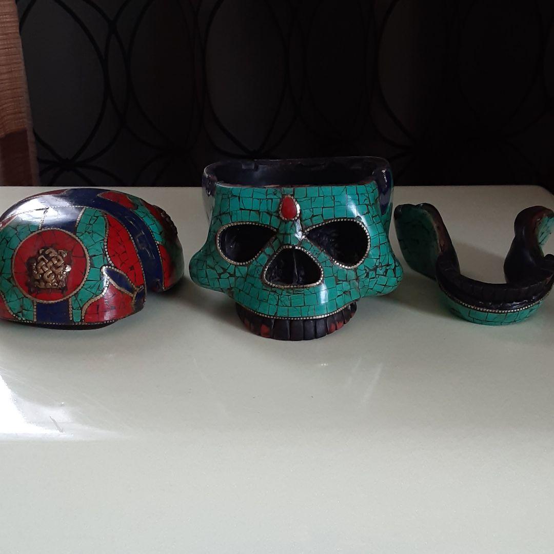 ターコイズ　ドクロ　スカル　ヴィンテージ　チベット　アンティーク