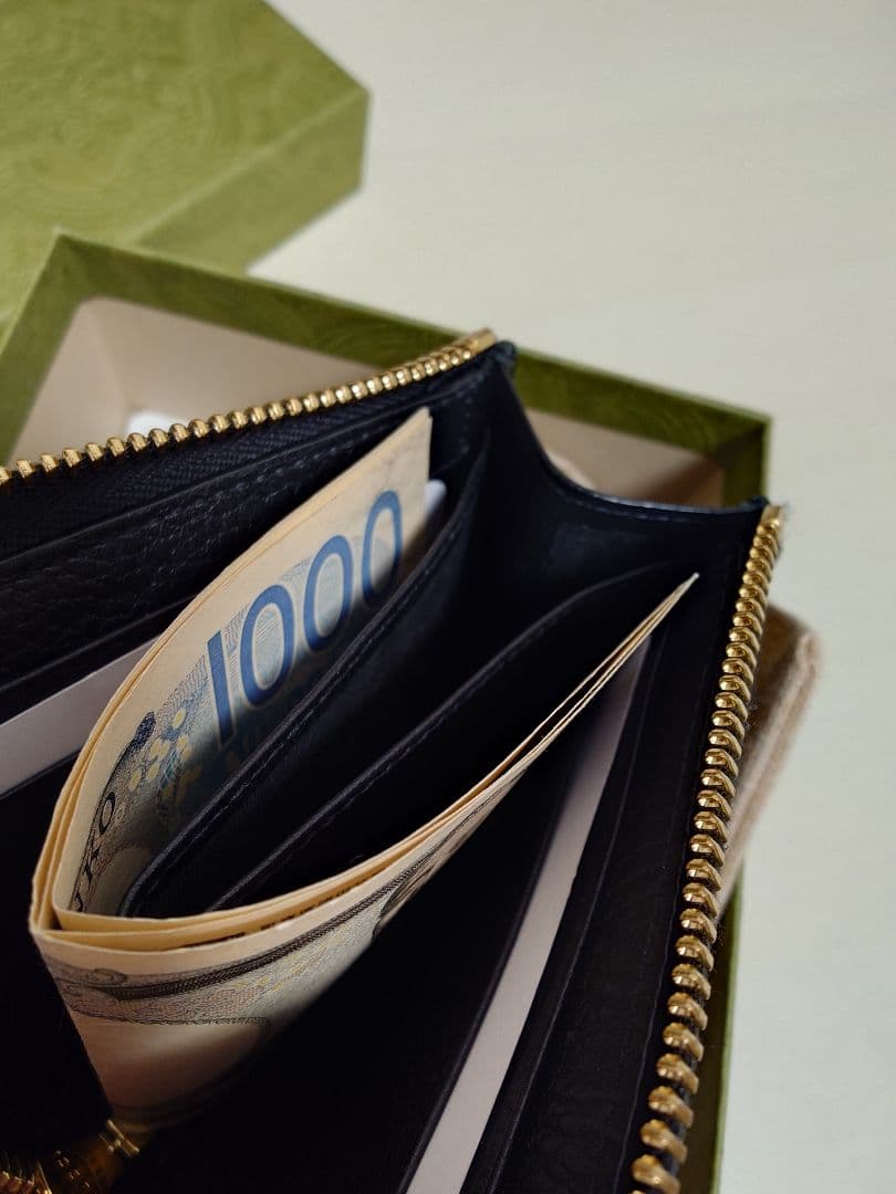 【極美品 GUCCI】ジップアラウンドウォレット L字ファスナー GGマーモント