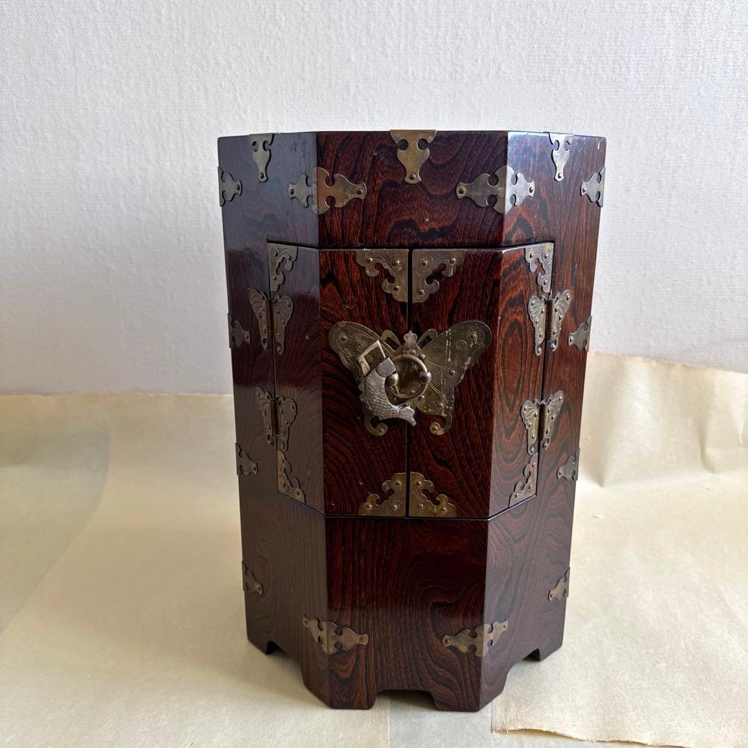 李朝家具　八角形　帽子入れ