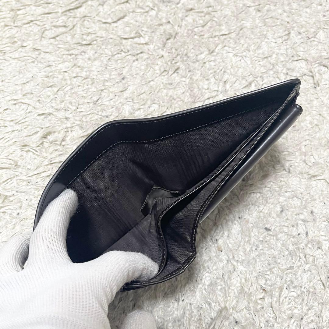 【良品】CELINE 折り財布　コンパクトウォレット　レザー　ロゴ金具　濃茶