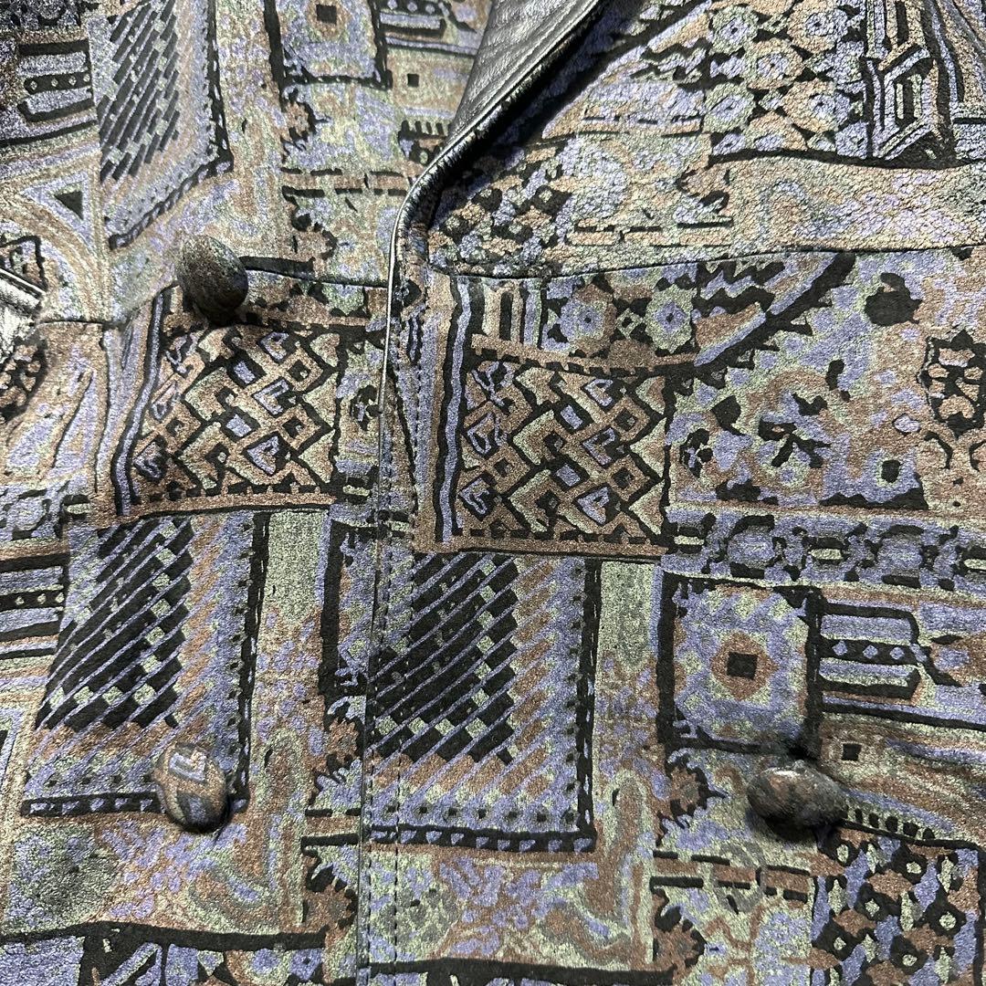 【Whoおまとめ】VINTAGE☆レザープリント☆総柄レザージャケット