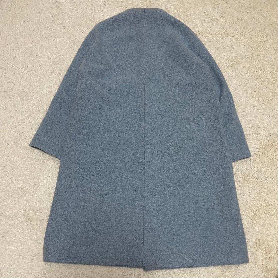 ♡美品♡ le minor ルミノア ノーカラーコート　ロング 水色 38