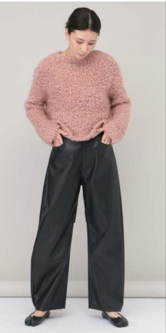 Curensology カーリーウールニットプルオーバー ピンク