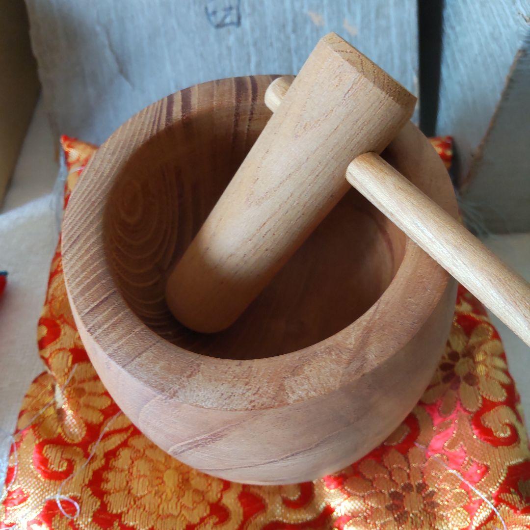 工芸品　臼と杵　3点セット　ミニサイズ　お餅つき