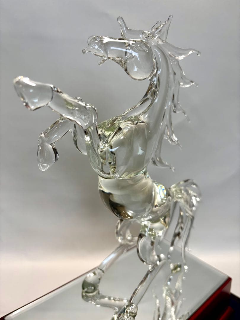 #水晶製 騎立ち馬オブジェ ケース付