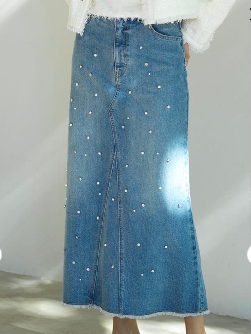 LOUNIE パールつきデニムスカート