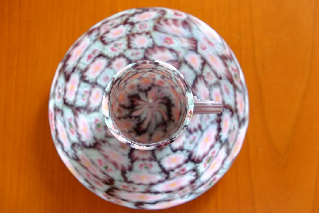 ミルフィオリ カップ＆ソーサー グラス 吹きガラス 江波冨士子/ムリーニ ガラス