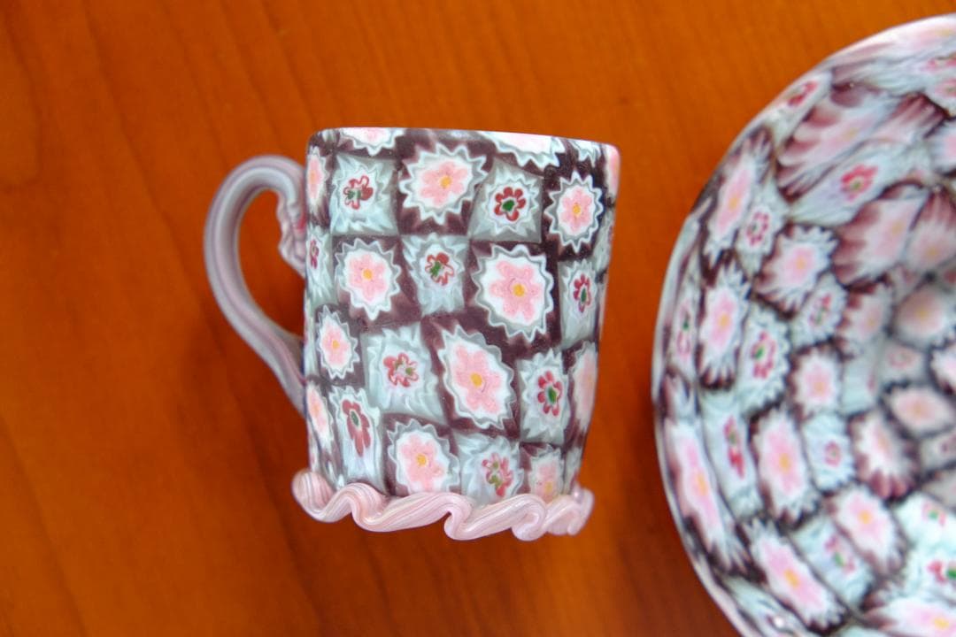 ミルフィオリ カップ＆ソーサー グラス 吹きガラス 江波冨士子/ムリーニ ガラス