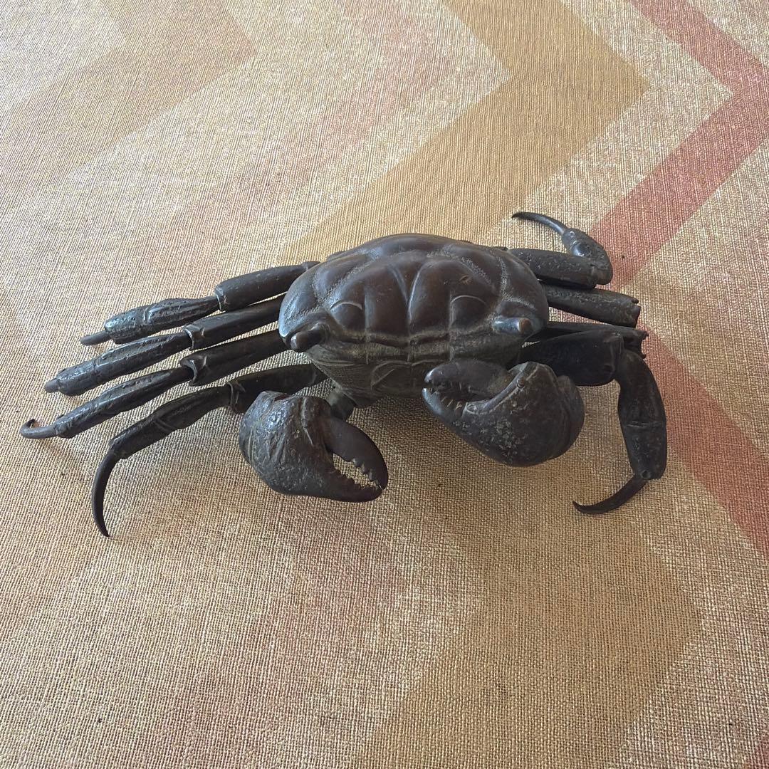 金属製 黒色カニ形状装飾品 江戸後期から明治の物