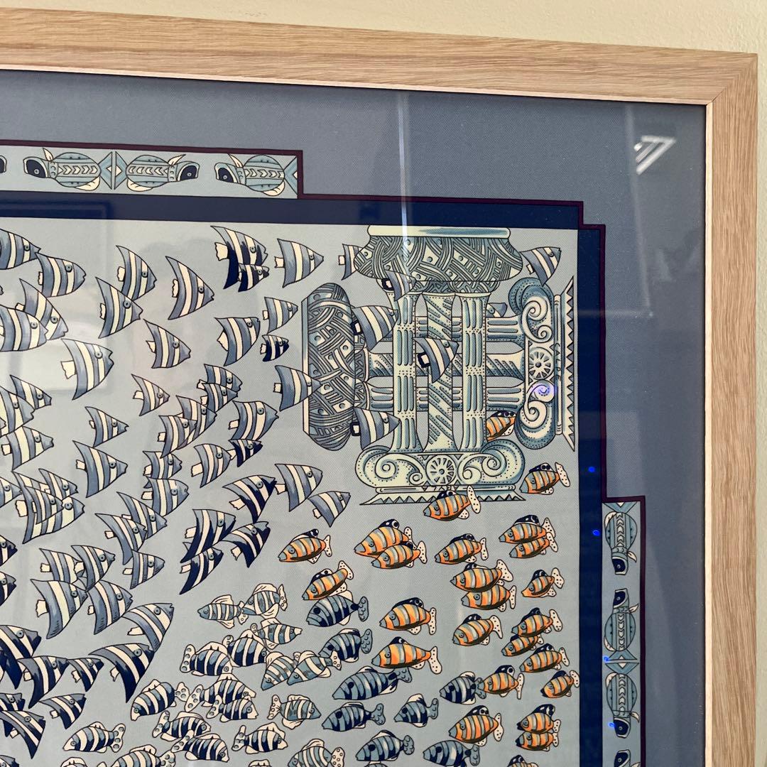 エルメス カレ90 スカーフ 額装品 大西洋の出会い デザイン アート作品