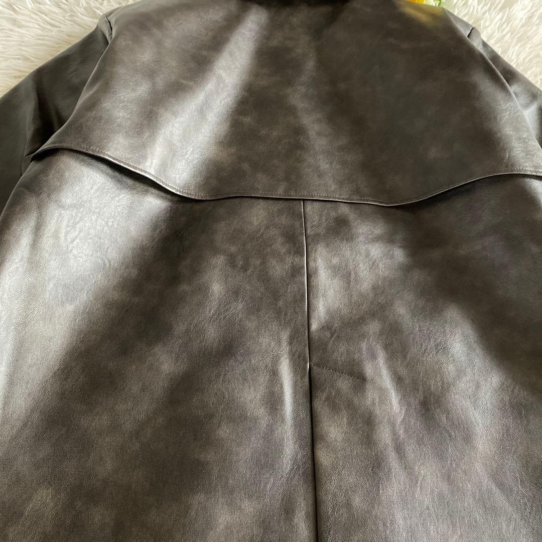 新品　TINA：JOJUN フェイクレザー　ダブルブレストジャケット