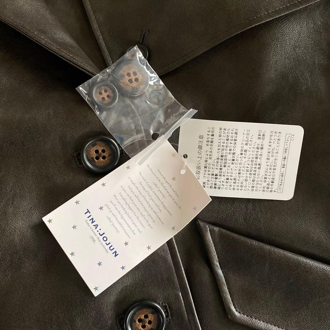 新品　TINA：JOJUN フェイクレザー　ダブルブレストジャケット