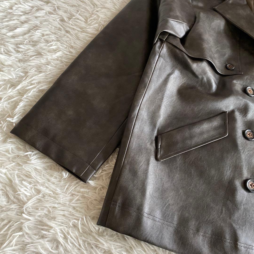 新品　TINA：JOJUN フェイクレザー　ダブルブレストジャケット