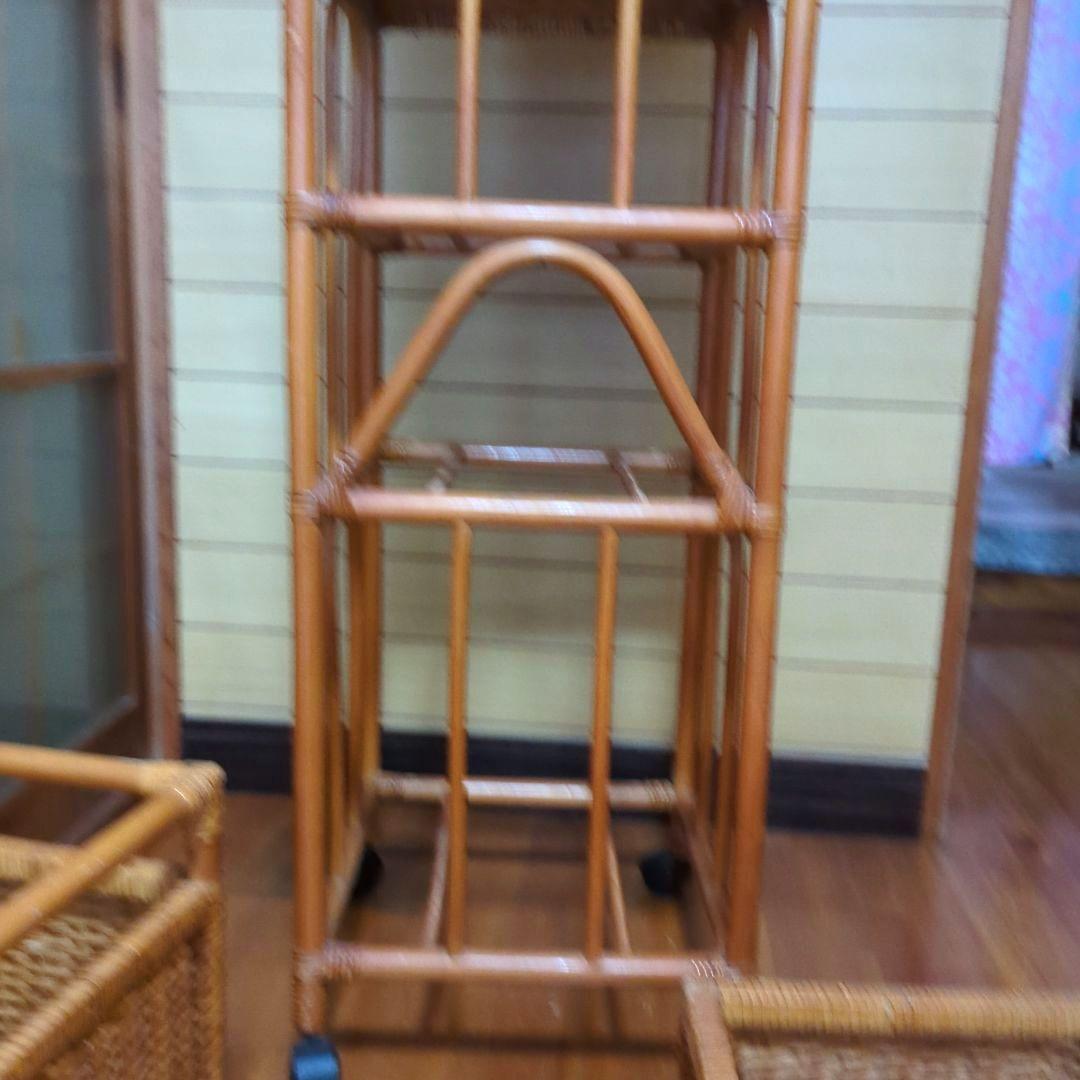 ラタン（藤）チェスト4段キャスター付