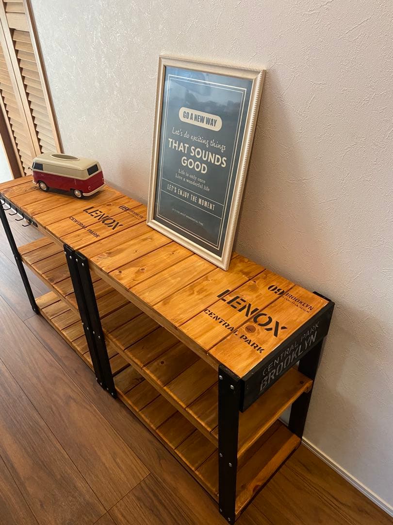 奥行き32cmバージョン アイアン風　3段ラック　飾り棚　アメリカン