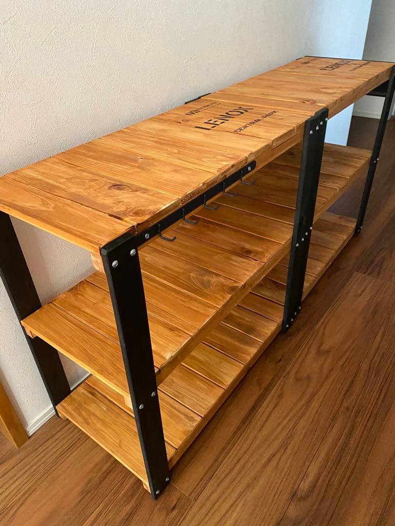 奥行き32cmバージョン アイアン風　3段ラック　飾り棚　アメリカン