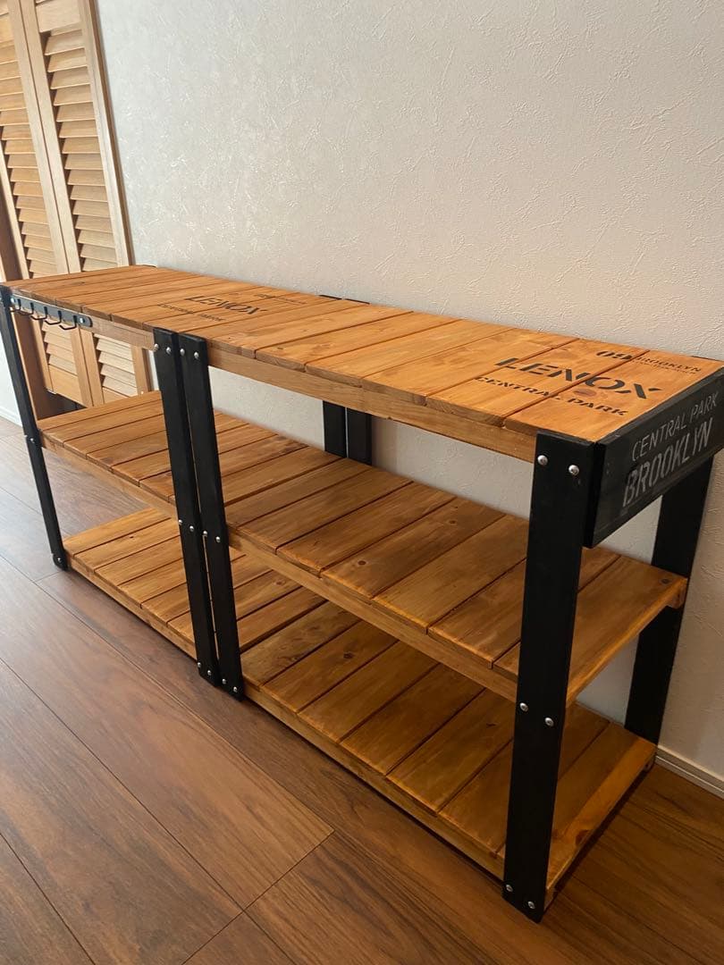 奥行き32cmバージョン アイアン風　3段ラック　飾り棚　アメリカン