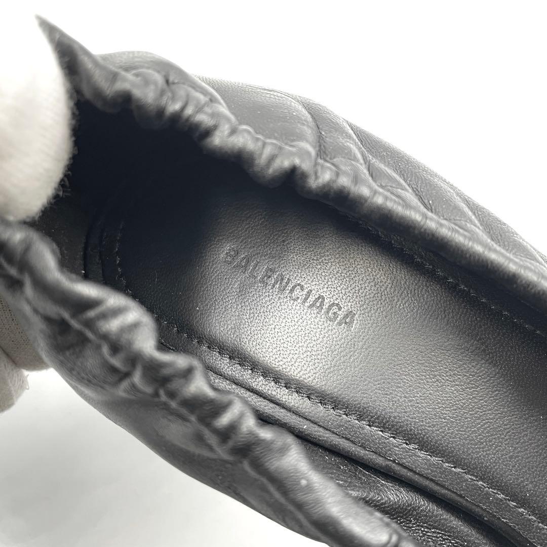 《未使用級》バレンシアガ ギャザーパンプス ドローコード 本革 レザー 黒 38