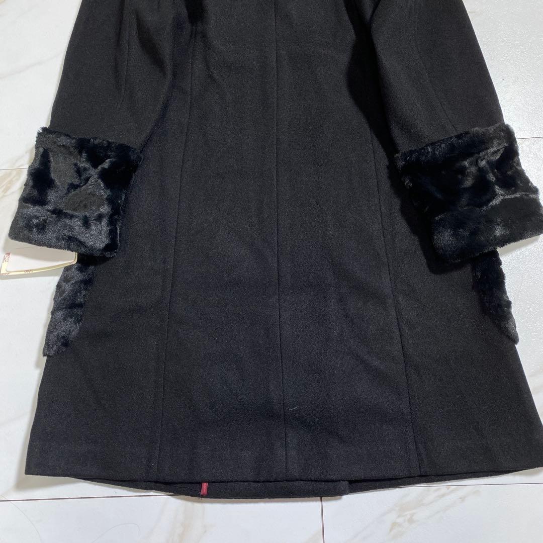 現行♡スーパービューティーオーラボー 女優襟 スパンコール刺繍エコファーコート