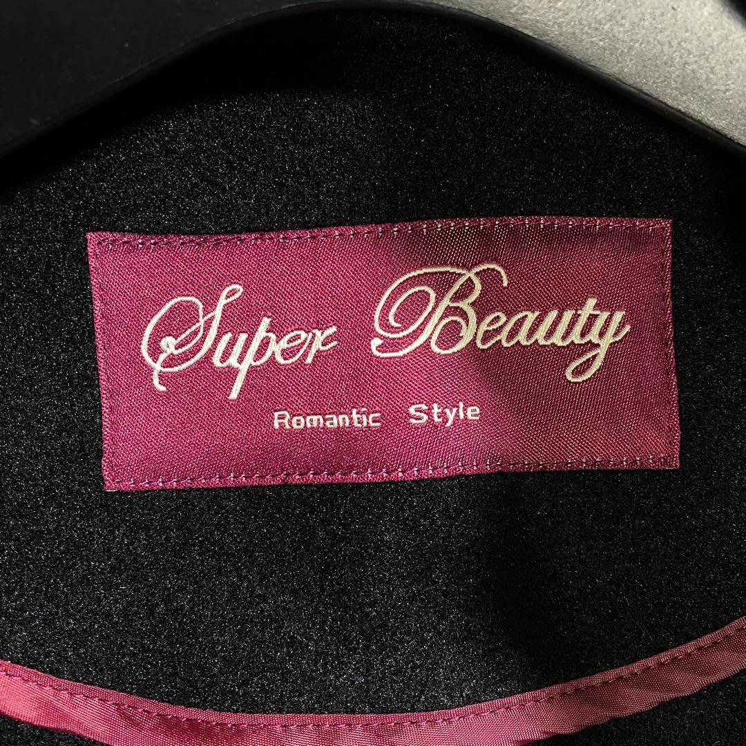 現行♡スーパービューティーオーラボー 女優襟 スパンコール刺繍エコファーコート