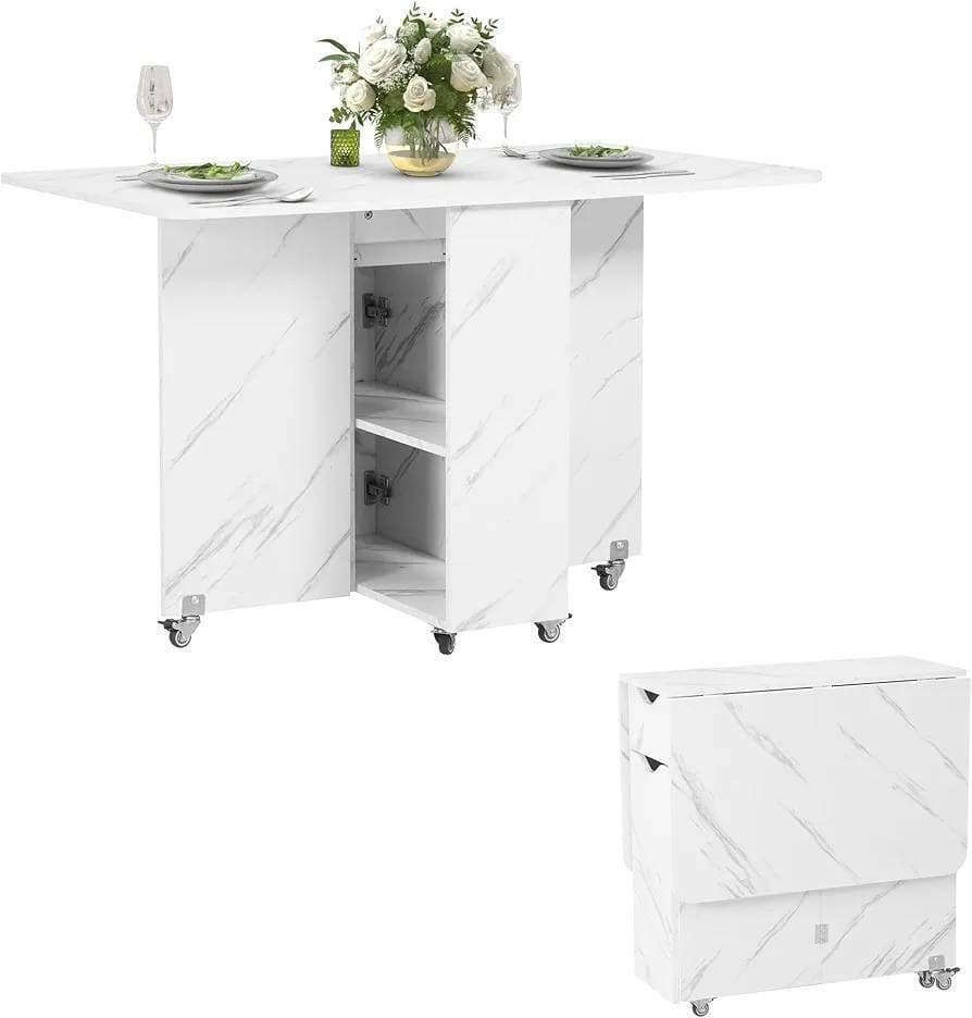 特価❕北欧風❤️大理石調✨️省スペース❕折りたたみ式 ダイニング テーブル 収納