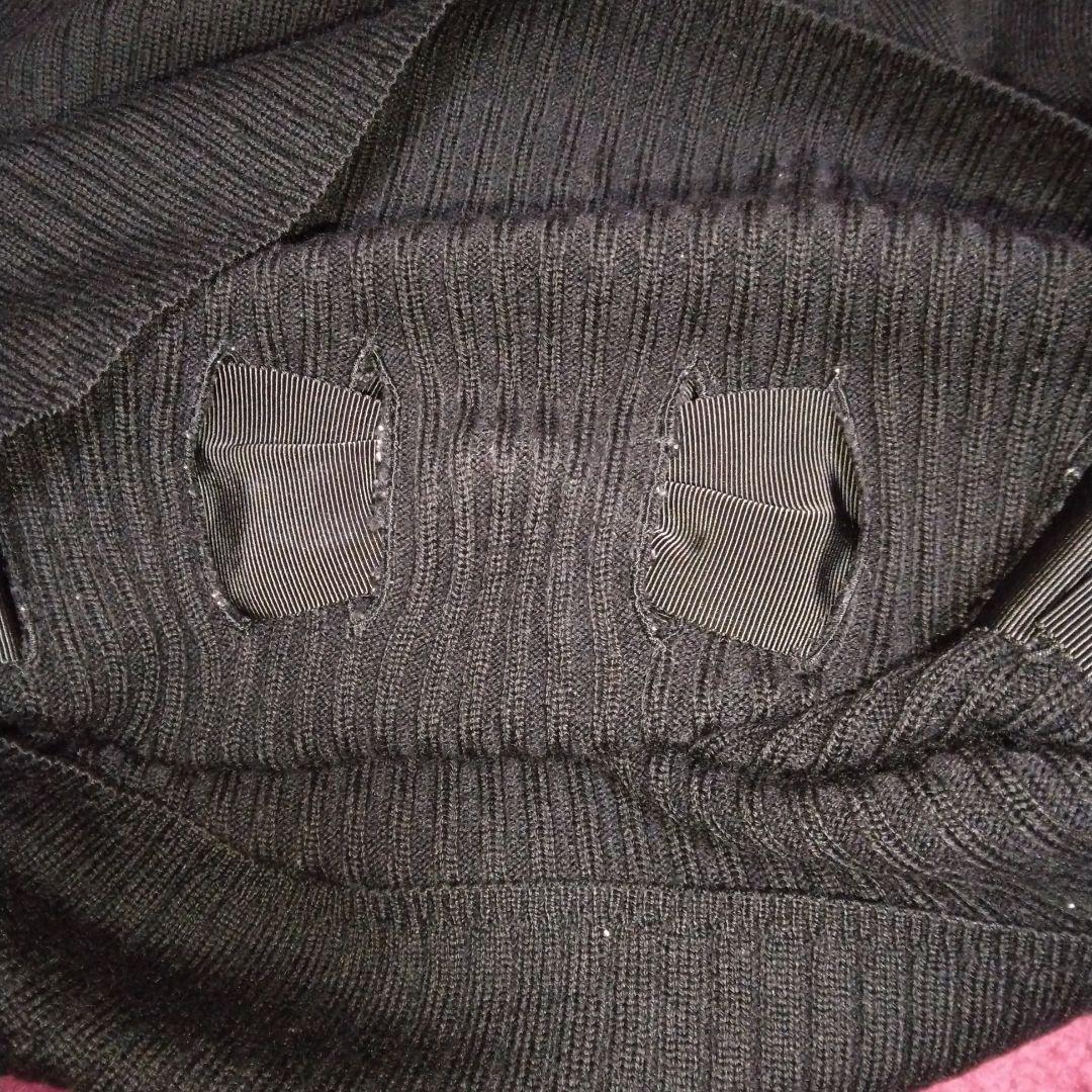 エムズグレイシーパフスリーブリボンリブニットブラック38