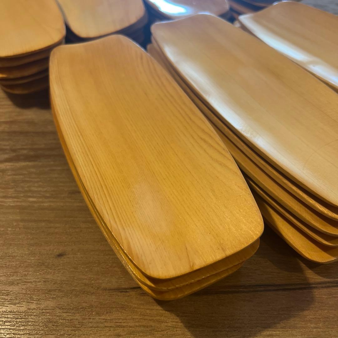 ひのき 舟型 おしぼり皿　16206 35枚セット　中古品