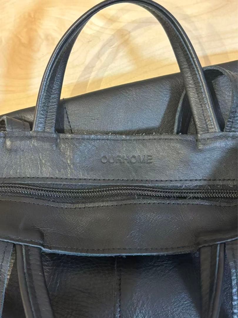 OUR 2WAYフィットトートバッグ レザー 本革ブラッ【定価2.8万】