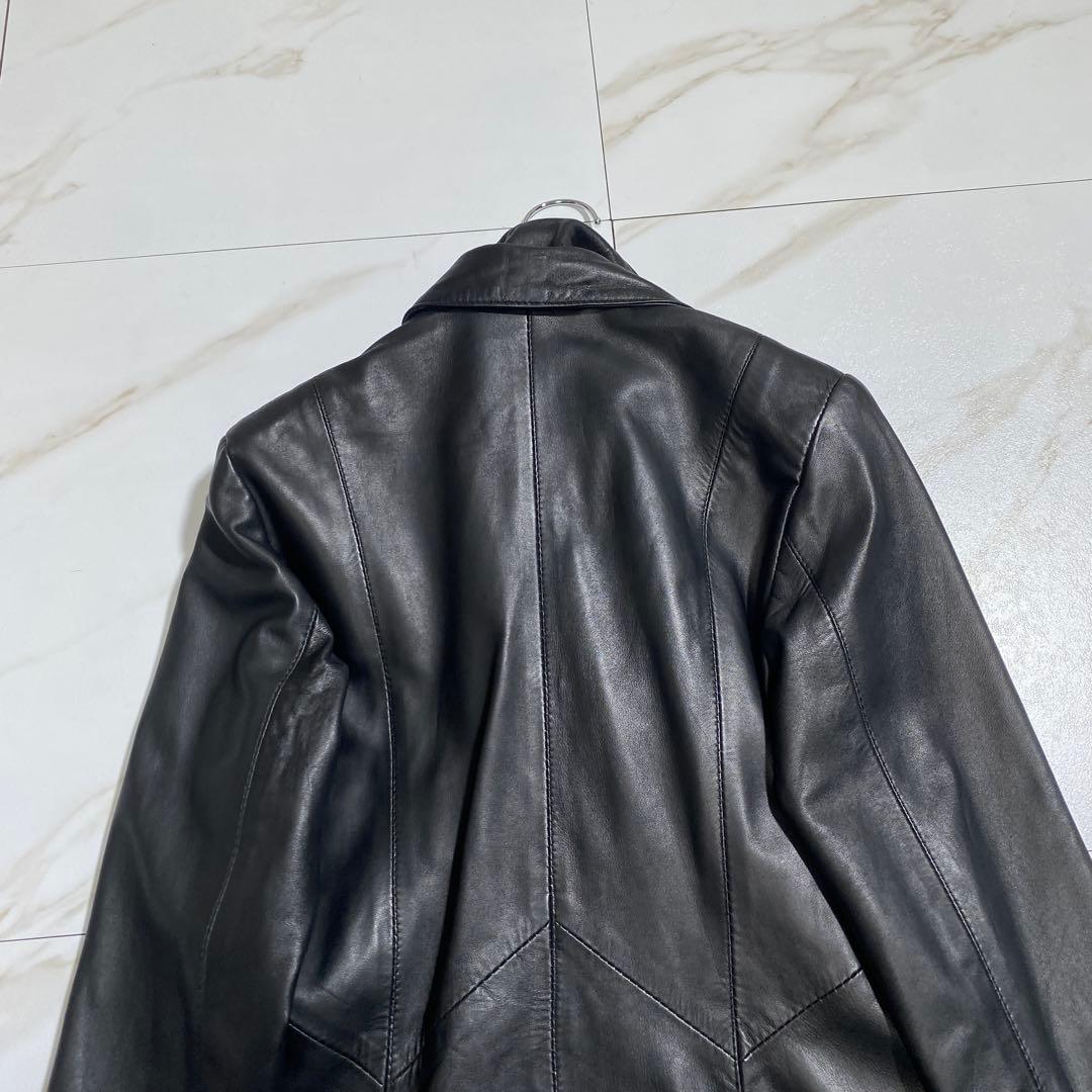 希少⭐︎ヴィンテージ ラムレザー 羊革 ダブルジップ ロングチェスターコート