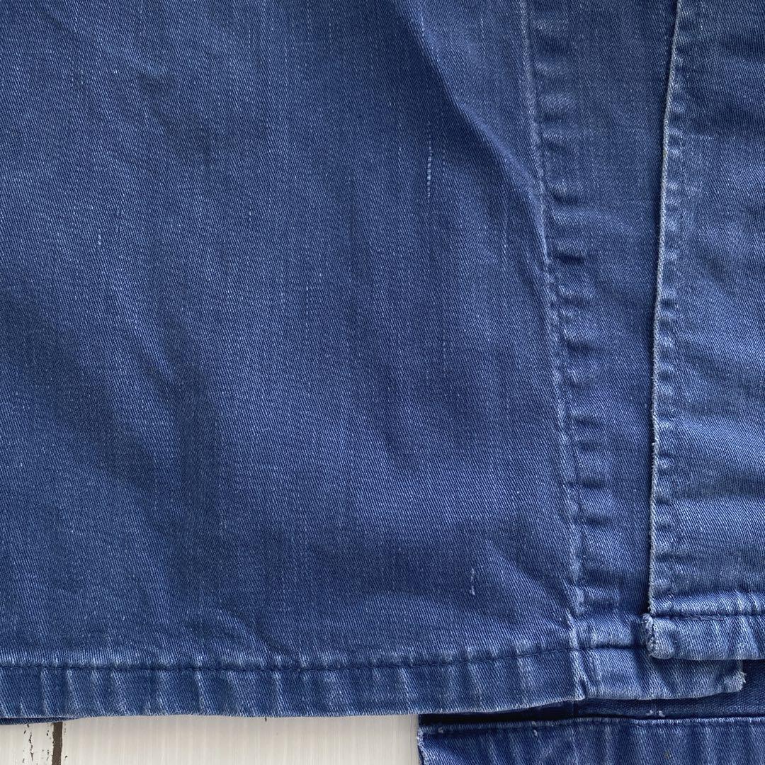 ユーロ　ヴィンテージ　ブルー ベルト付き　ローブコート　ショップコート