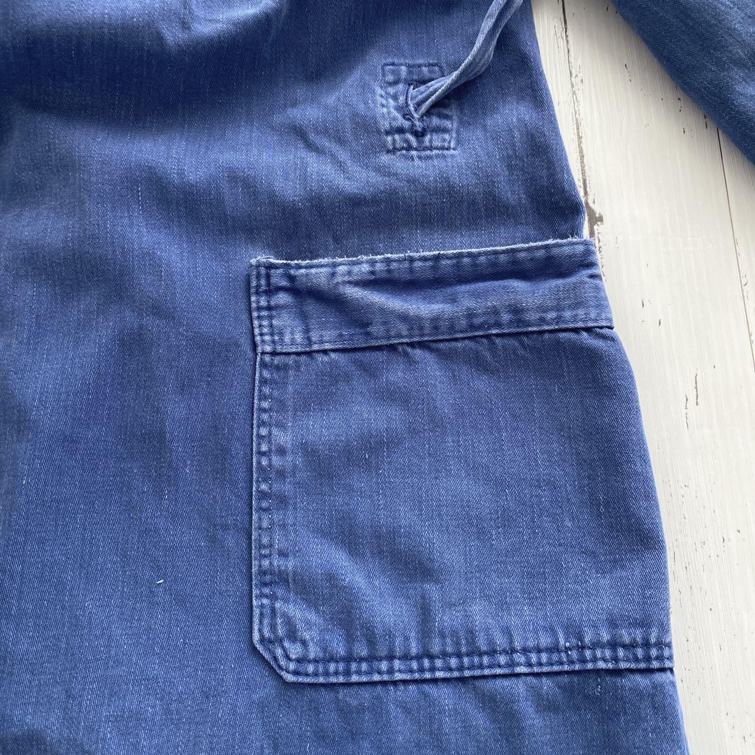 ユーロ　ヴィンテージ　ブルー ベルト付き　ローブコート　ショップコート