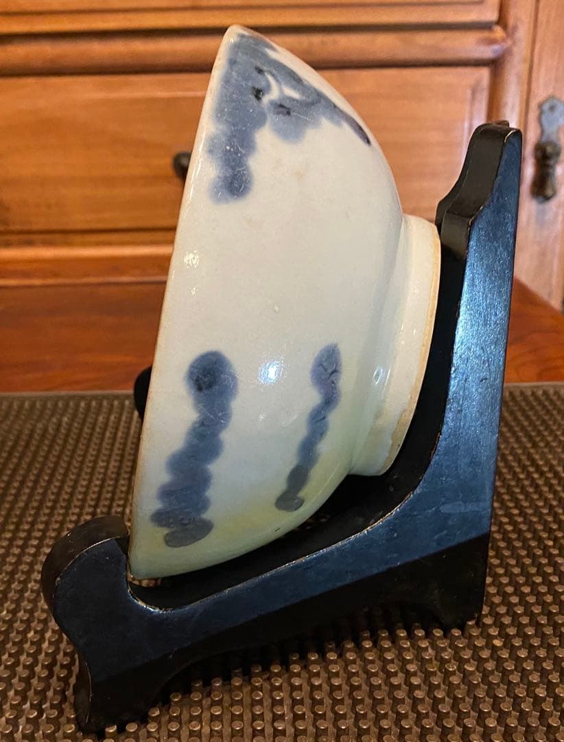 中国汕頭・スワトウ　龍　絵皿　鑑賞台付 沈船品ヴィンテージ　レア ・台湾茶器