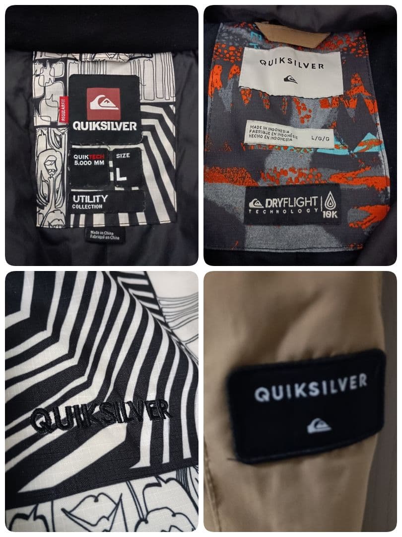 クイックシルバー　 ウェア　スノボー　上下セット　L　柄　ベージュ　白　黒