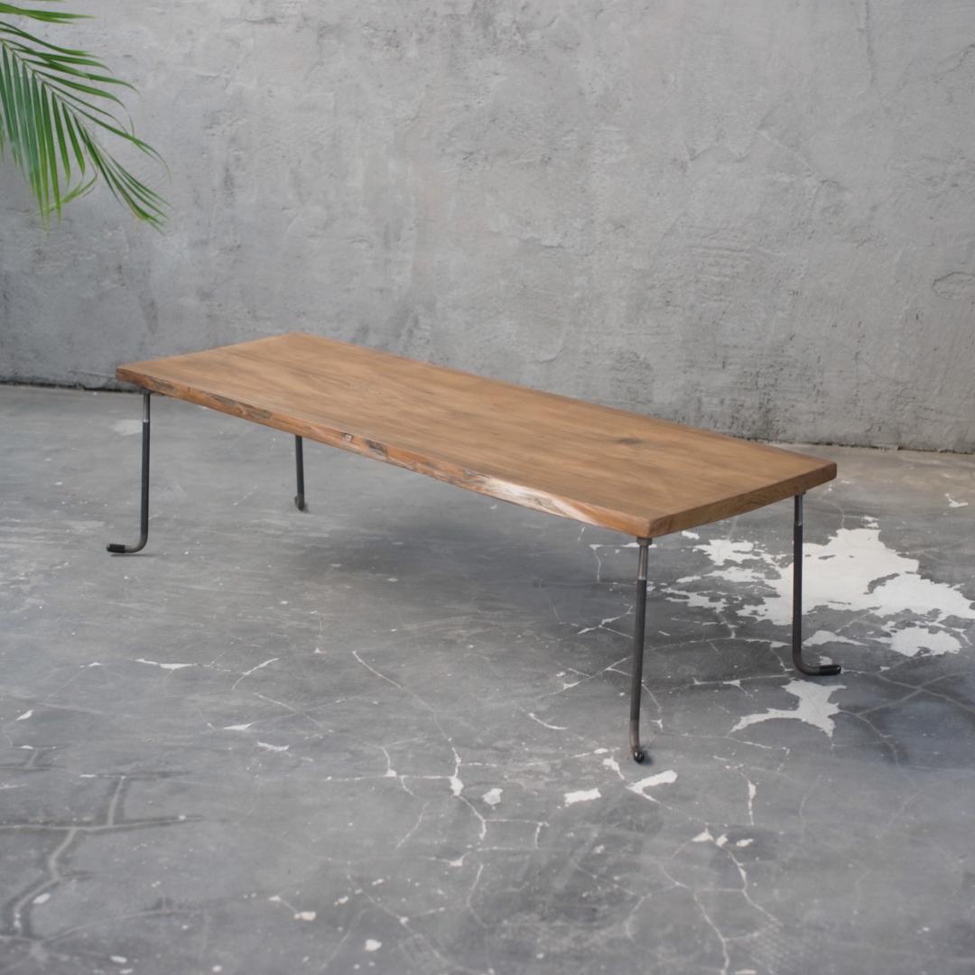 【現品販売】アイアン ローテーブル 一枚板 鉄脚 一枚板 木 テーブル t58