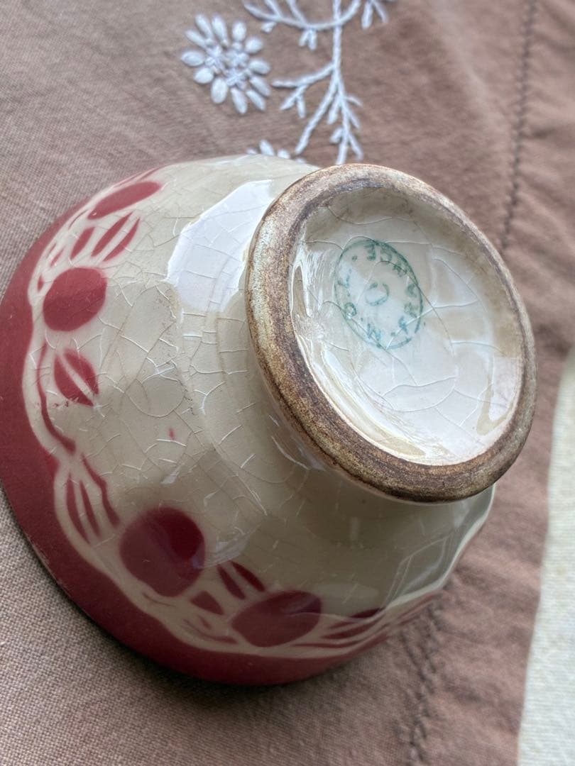 フランス　アンティーク　カフェオレボウル　ムーランデルー　林檎　さくらんぼ　レア