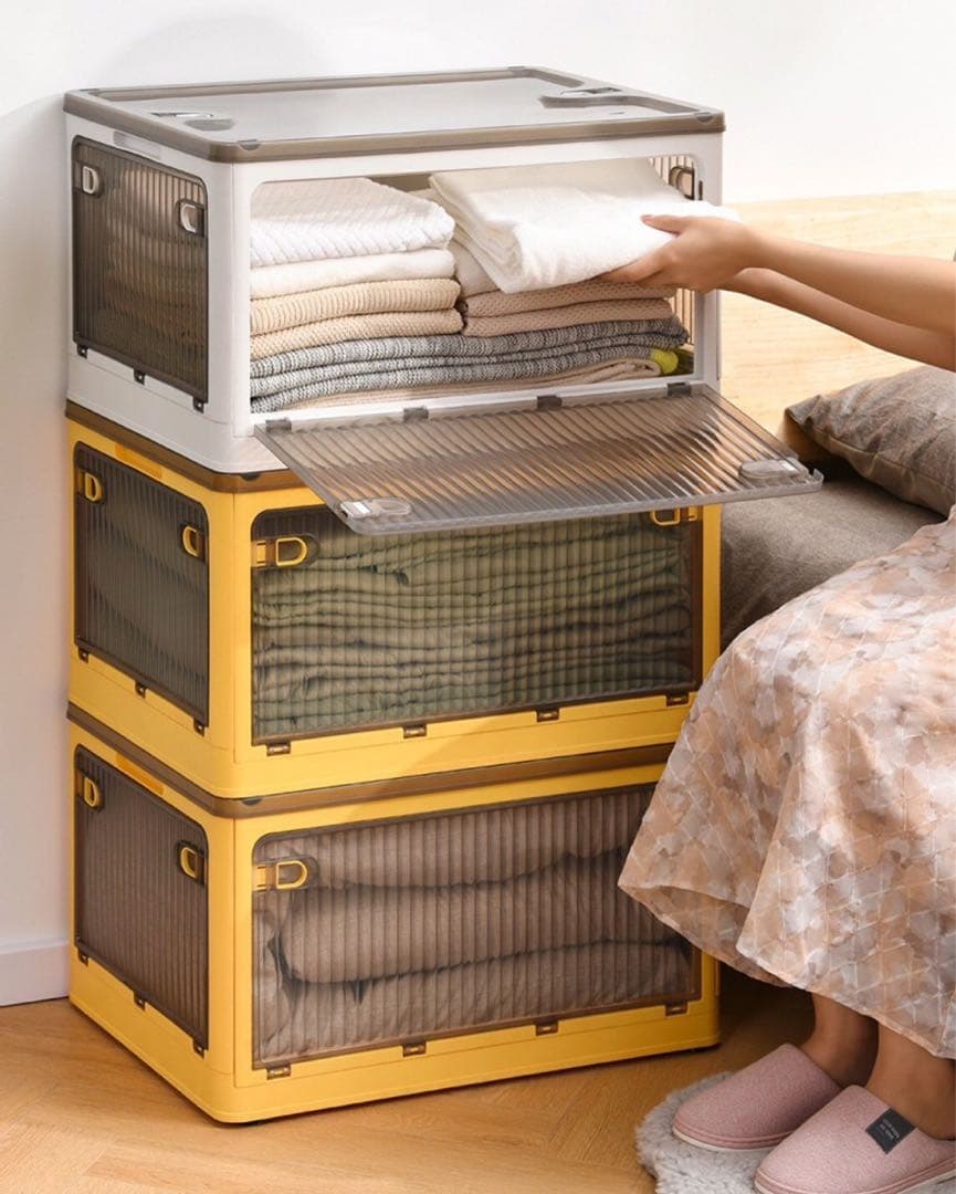 【3個セット】大容量 折り畳み 収納ボックス 衣装ケース キャスター付